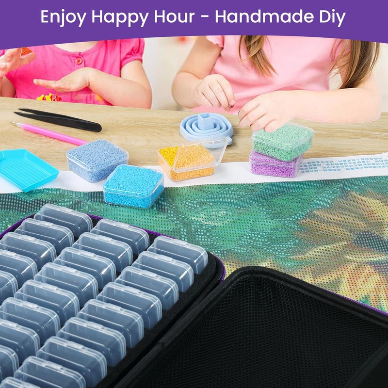 Douorgan Diamond Painting Storage Containers Portable Bead Organizer Shockproof Bead Art Storage Case Jewelry Beads Storage Box (54 Small Boxes) - Image 4